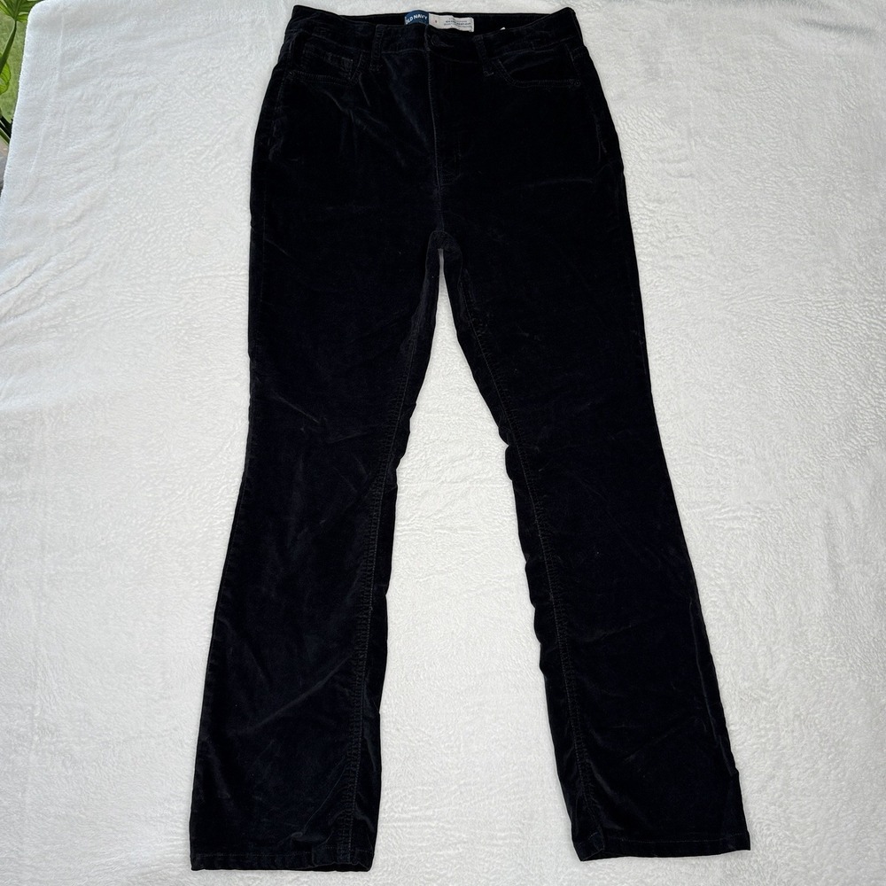 Old Navy Extra High-Rise Kicker Bootcut Velvet Pants Black Jack Women's 6